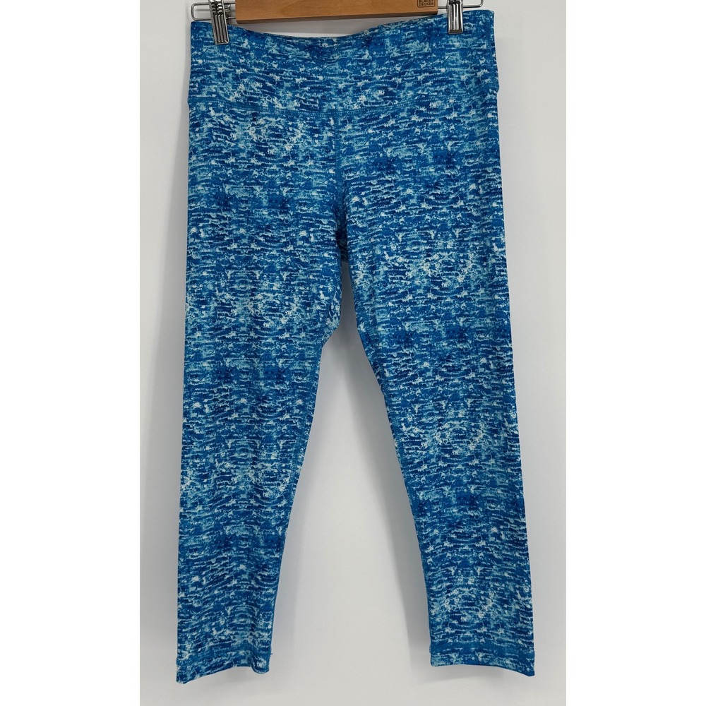 90‎ Degree by Reflex Womens Blue Space Dye Cropped Leggings Activewear Sz S